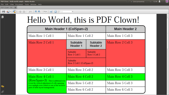 Table composition sample