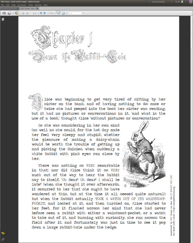 Advanced typesetting sample generated by PDF Clown